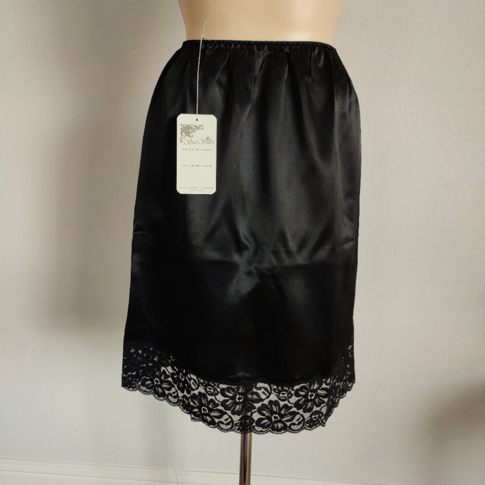 NWT Vintage Silk Slip Skirt | 90s Satin Slip | Knee Length Half Slip